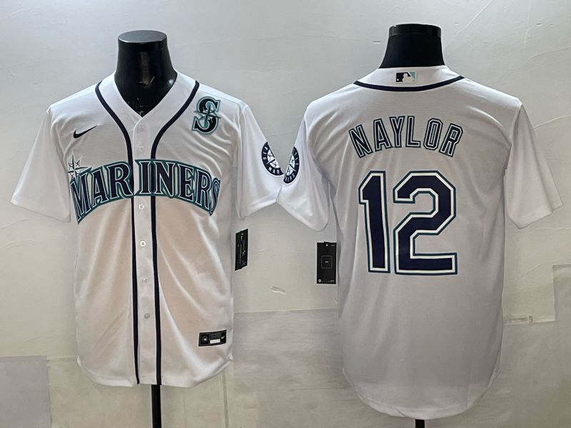 Men 2025 Nike Seattle Mariners #12 Naylor White Game MLB Jersey 07->seattle mariners->MLB Jersey